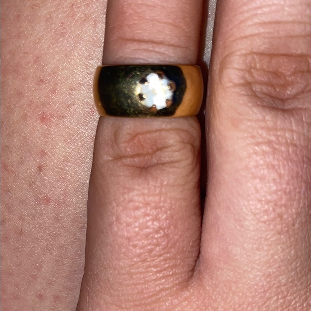 Rare Vintage 1960-1970 SETA gold plated zirconia solitaire ring.